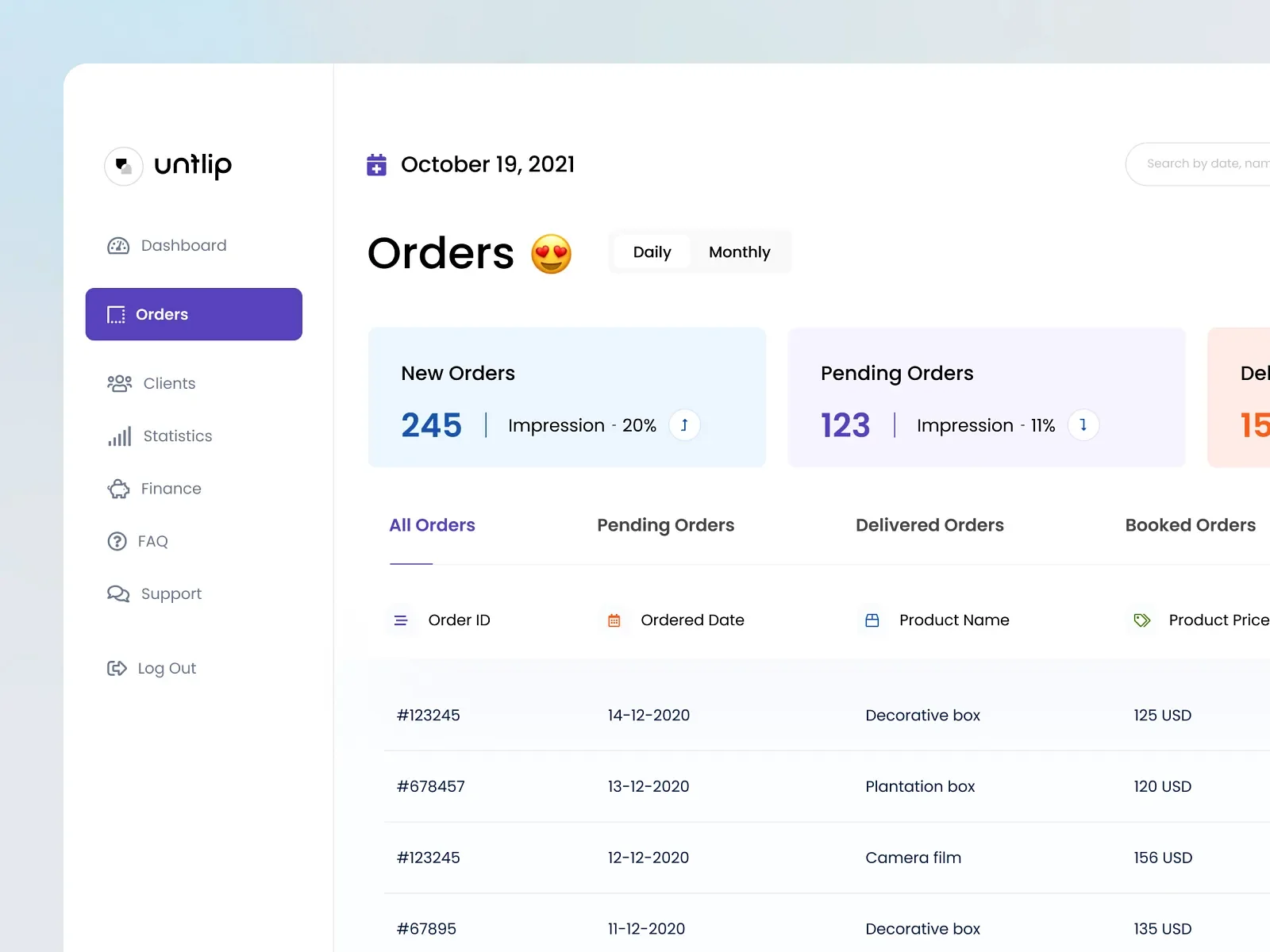 Admin dashboard preview